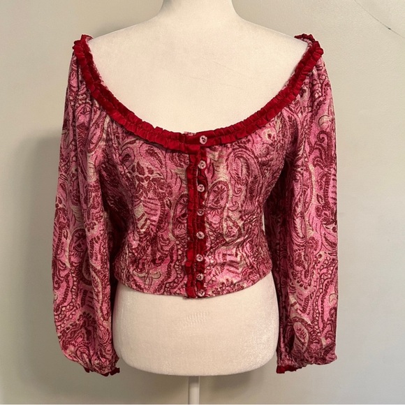 FREE PEOPLE DARE ME VELVET BLOUSE   NWT - Picture 4 of 7